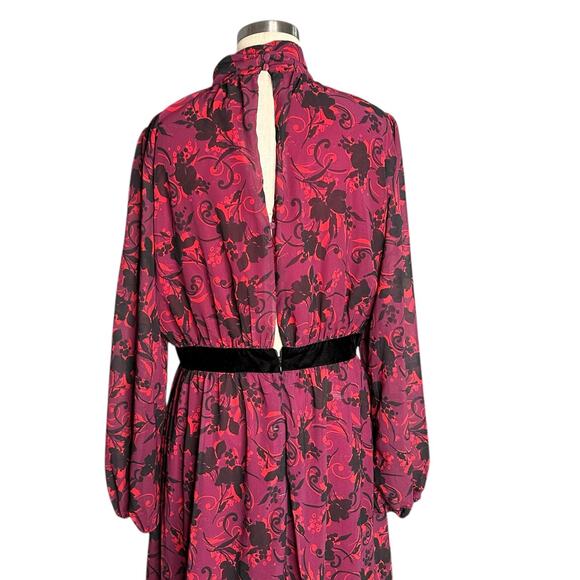 LDT Brooke Maxi Dress Purple Red Floral Pattern Long Women's Size 14 Glam Chic - Picture 6 of 14